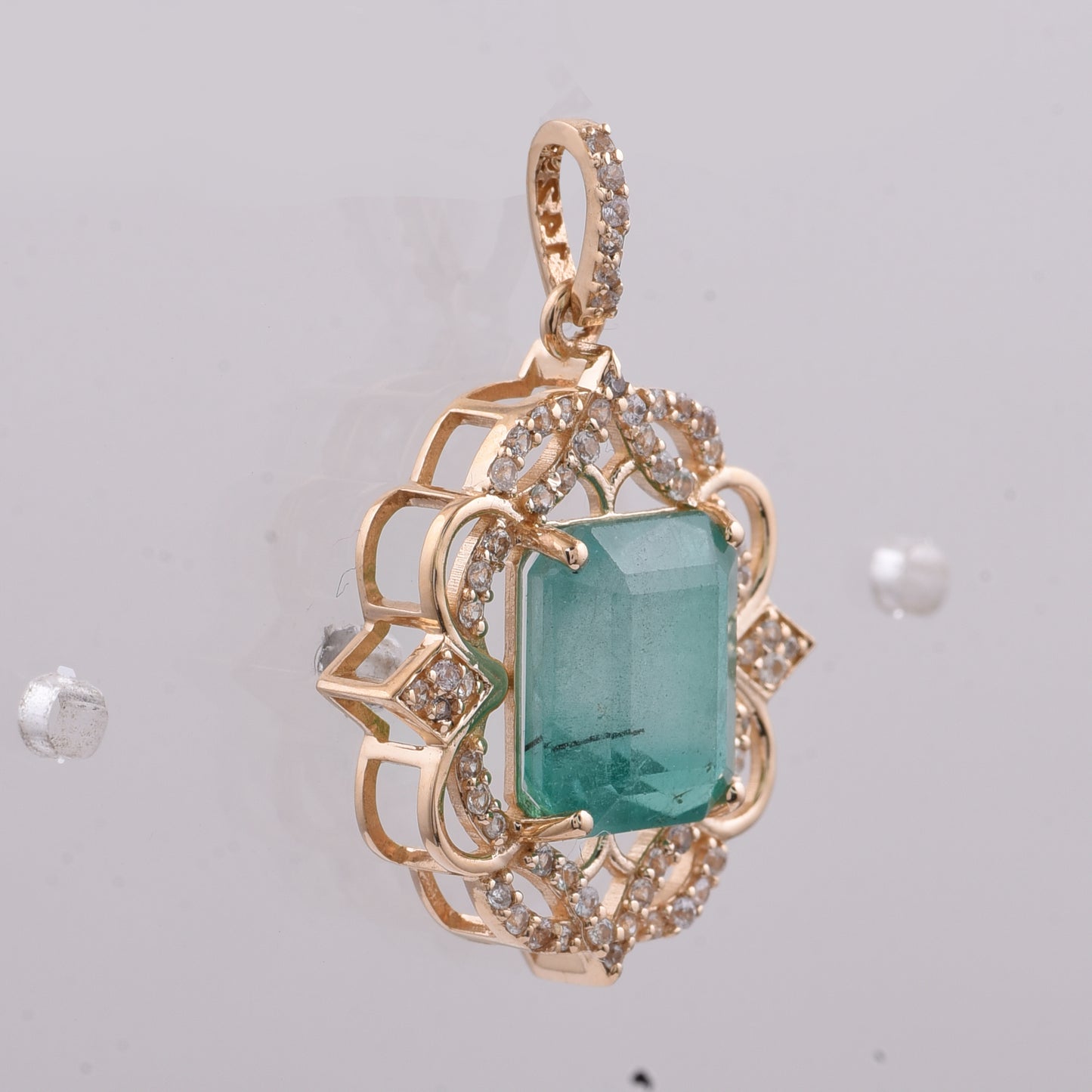 3.54 Ct Octagon Step Cut Natural Emerald 14K Gold Pendant