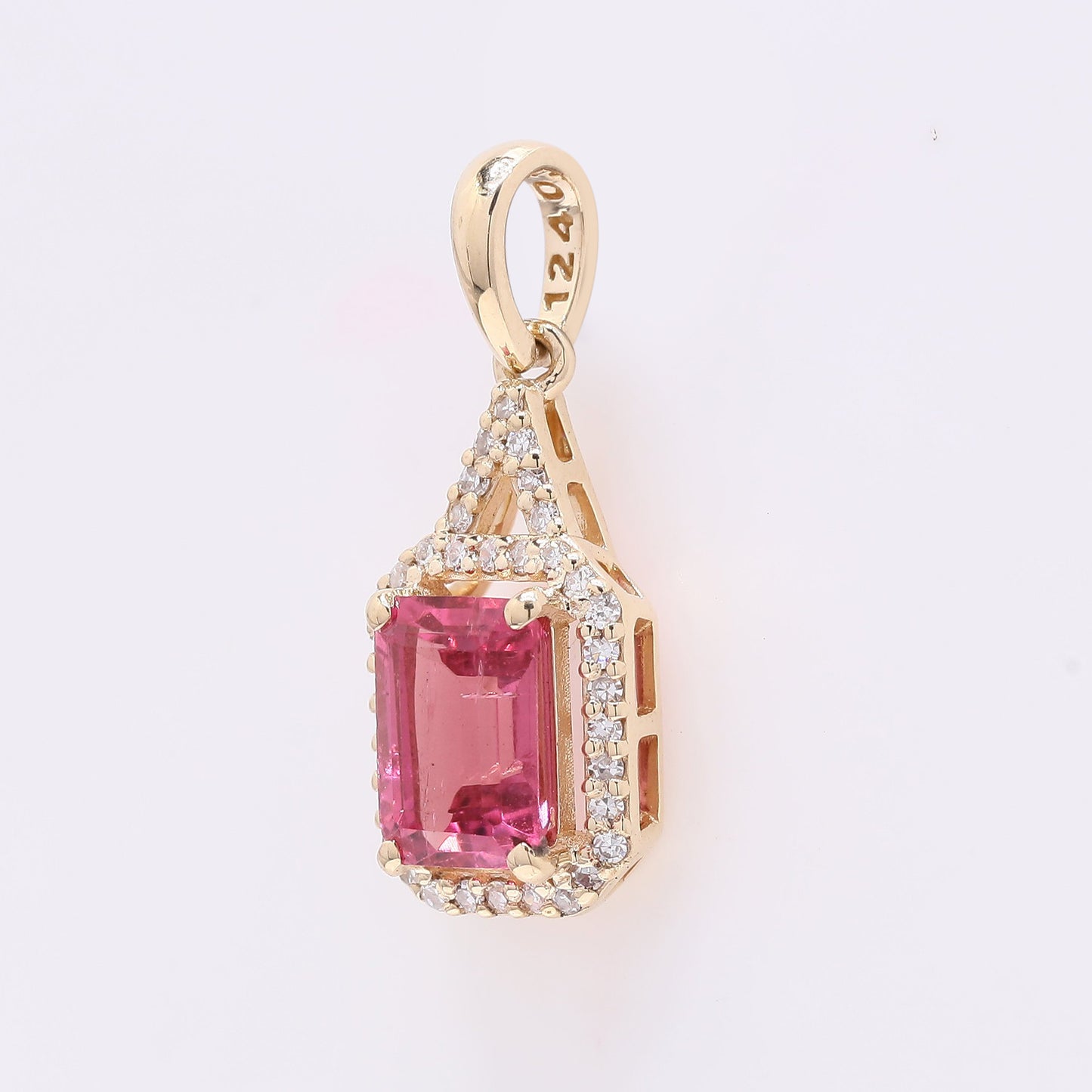 1.12 Ct Octagon Step Cut Natural Tourmaline 14K Gold Pendant