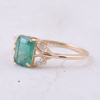 1.49 Ct Octagon Step Cut Natural Emerald 14K Gold Ring