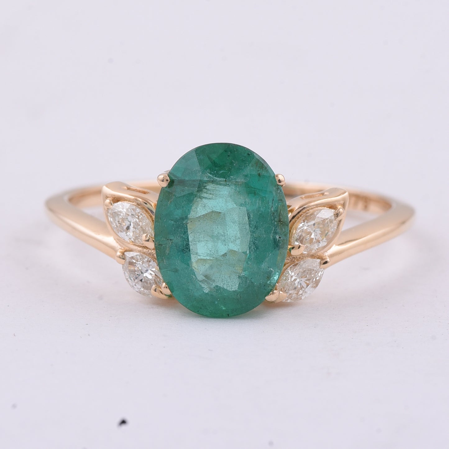 1.49 Ct Oval Natural Emerald 14K Gold Ring