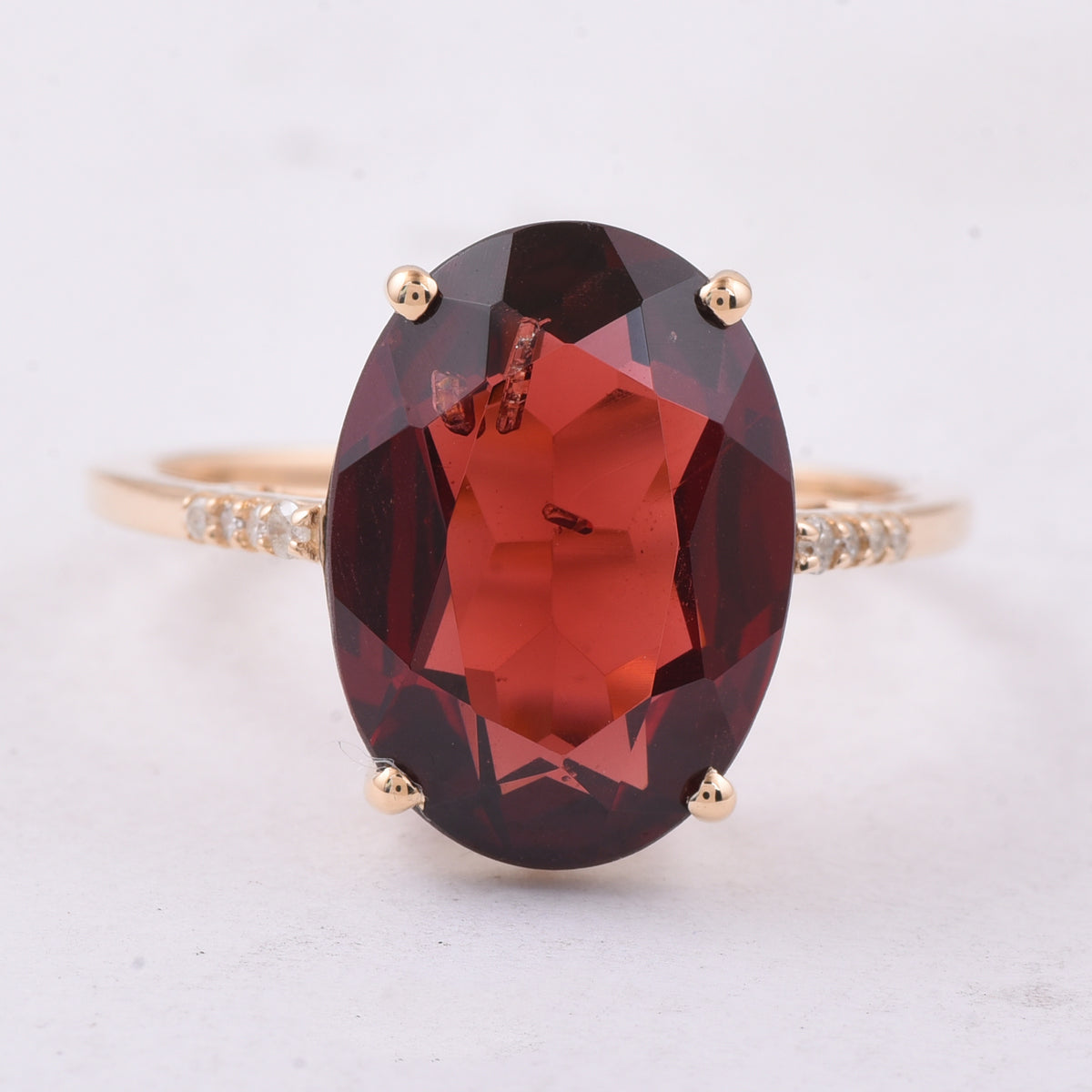 6.20 Ct Oval Garnet 14K Gold Ring
