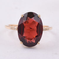6.20 Ct Oval Garnet 14K Gold Ring