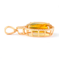 7.24 Ct Oval Mixed Cut Natural Yellow Sapphire 14K Gold Pendant