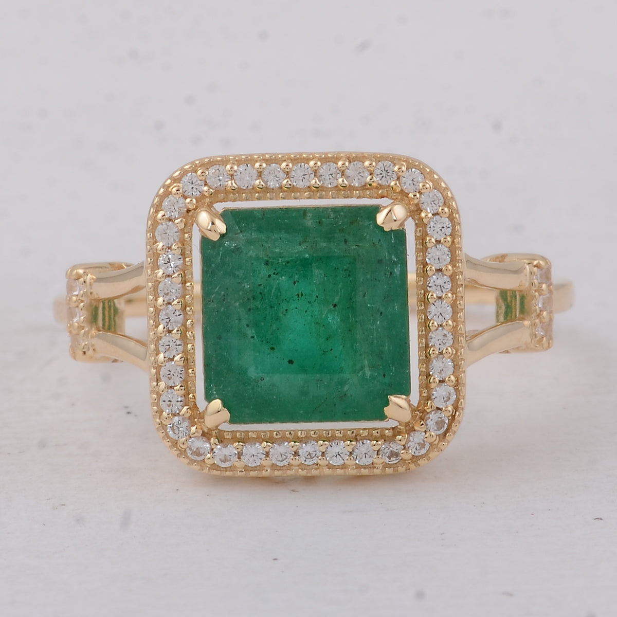 2.17 Ct Octagon Emerald 9K Gold Ring