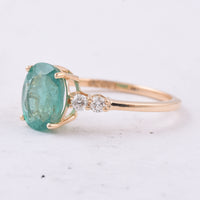 2.12 Ct Oval Natural Emerald 14K Gold Ring