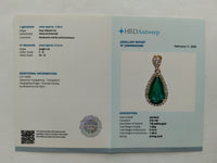 1.38 Ct Pear Mixed Cut Natural Emerald 14K Gold Pendant