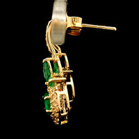 0.96 Ct Round Emerald 14K Gold Earrings