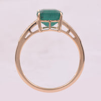 2.91 Ct Octagon Step Cut Natural Emerald 14K Gold Ring