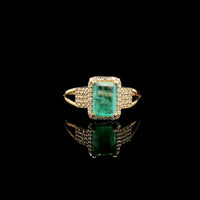 1.31 Ct Octagon Step Cut Natural Emerald 14K Gold Ring