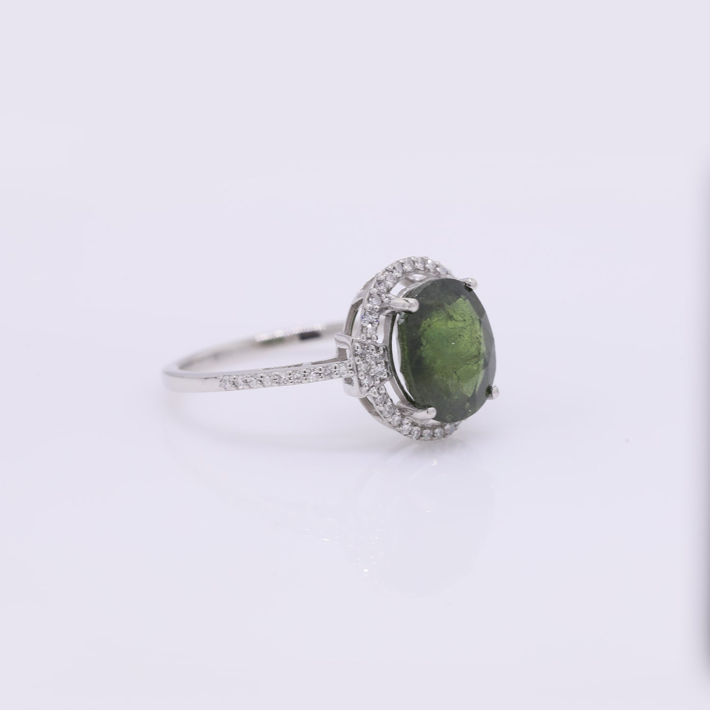 3.58 Ct Cushion Mixed Cut Natural Green Sapphire 950 Platinum Ring