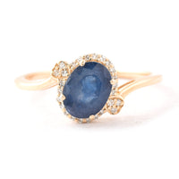 1.60 Ct Oval Mixed Cut Natural Sapphire 14K Gold Ring