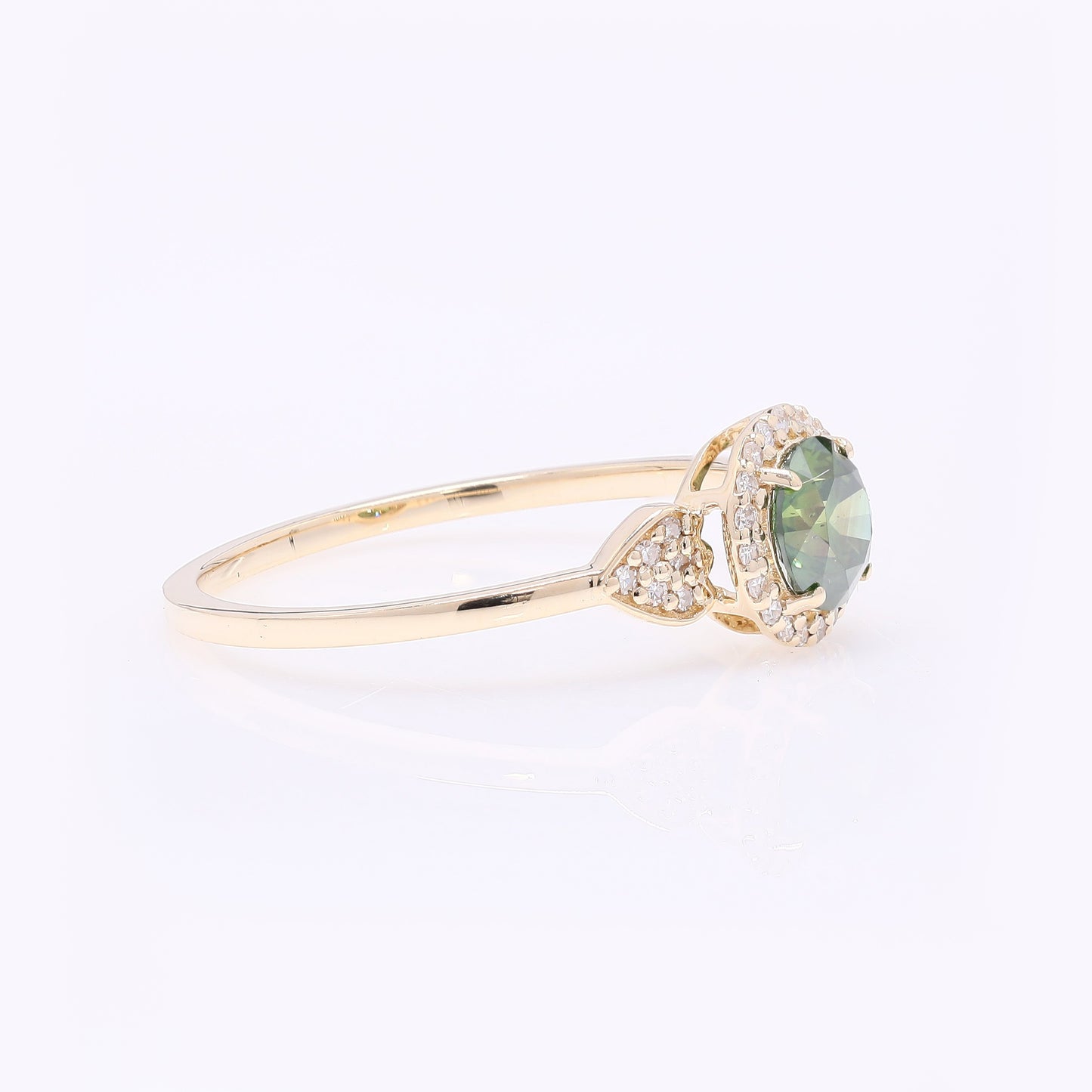 0.66 Ct Round Green Diamond 14K Gold Ring