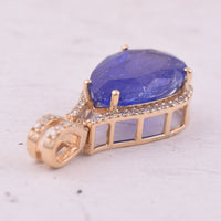 5.19 Ct Pear Mixed Cut Natural Tanzanite 14K Gold Pendant