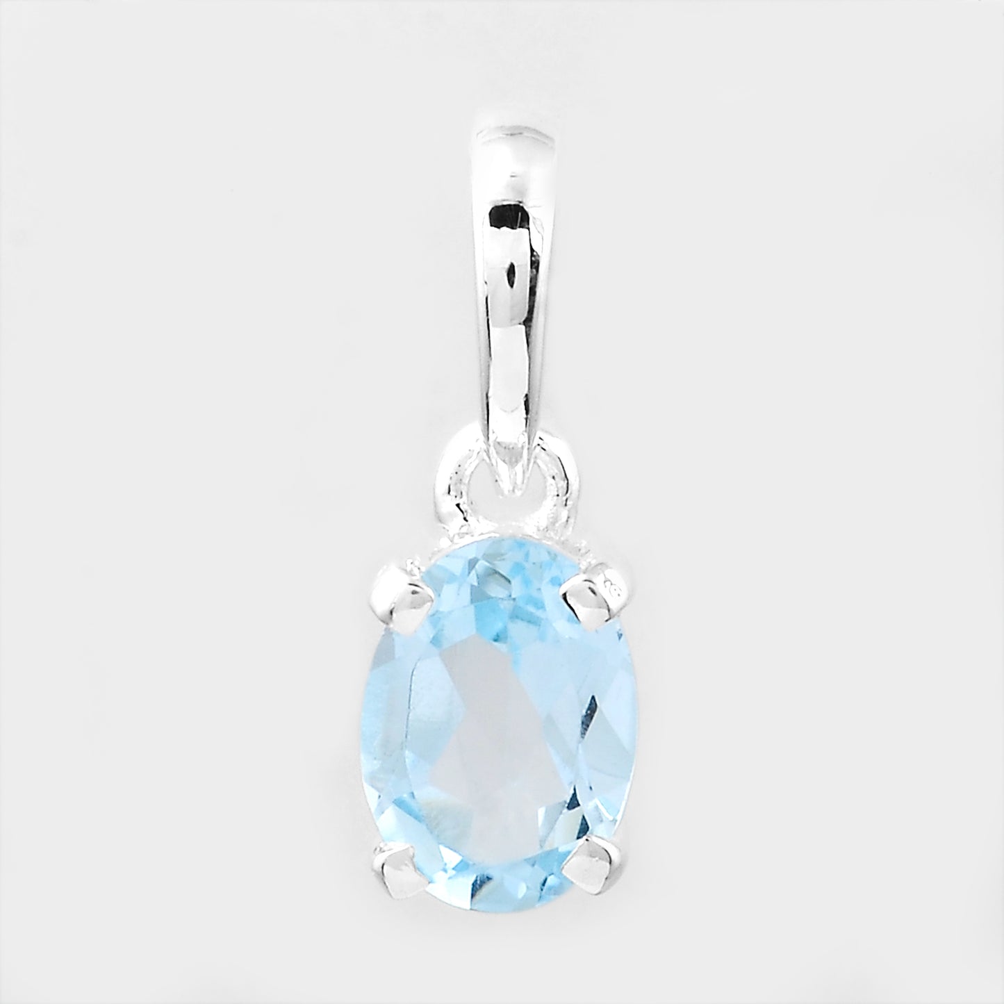 0.84 Ct Oval Blue Topaz, 925 Sterling Silver Pendant