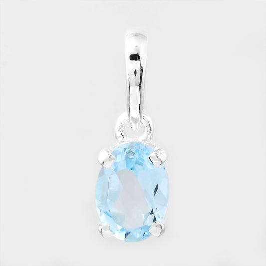 0.84 Ct Oval Blue Topaz, 925 Sterling Silver Pendant