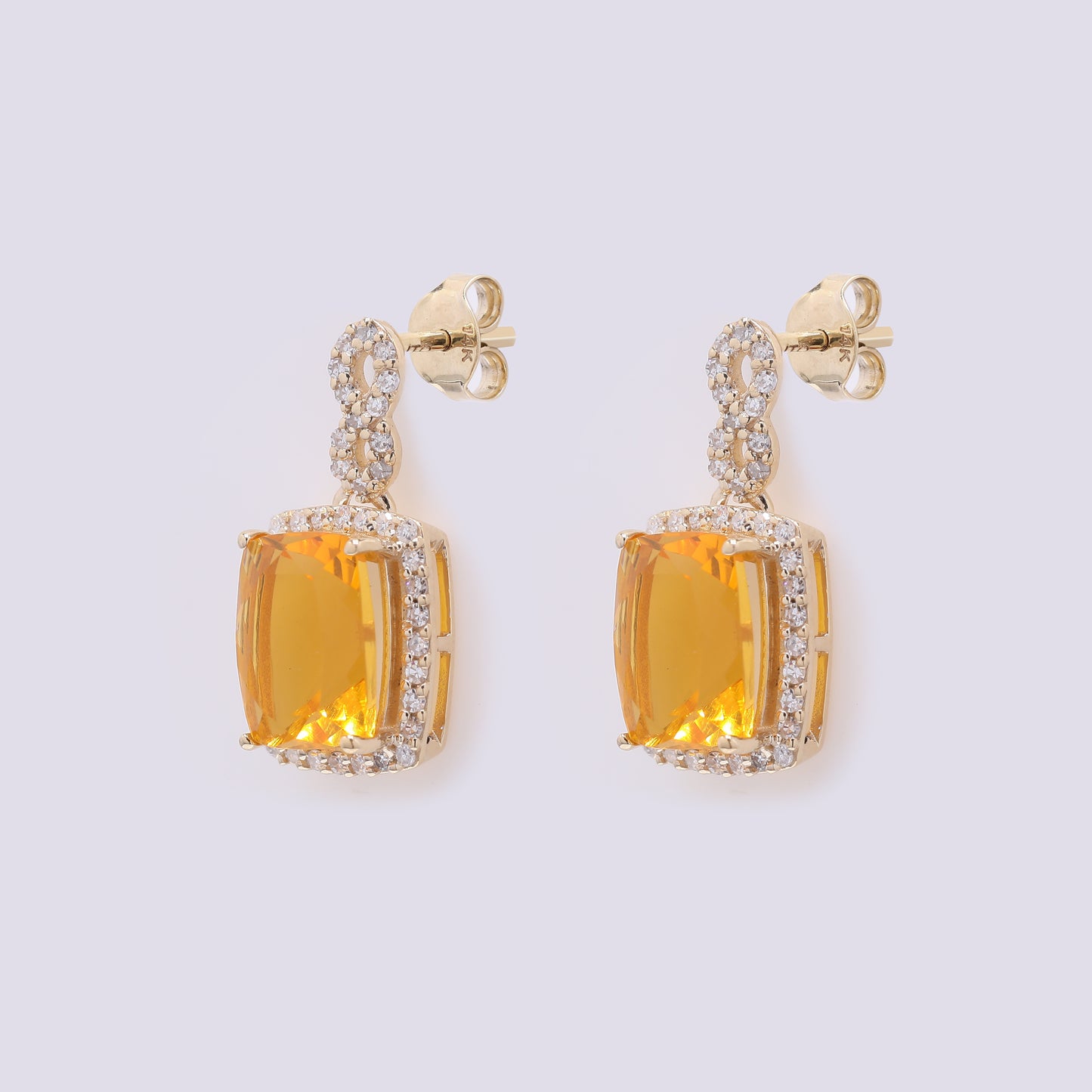 2.63 Ct Cushion Mixed Cut Natural Fire Opal 14K Gold Earrings