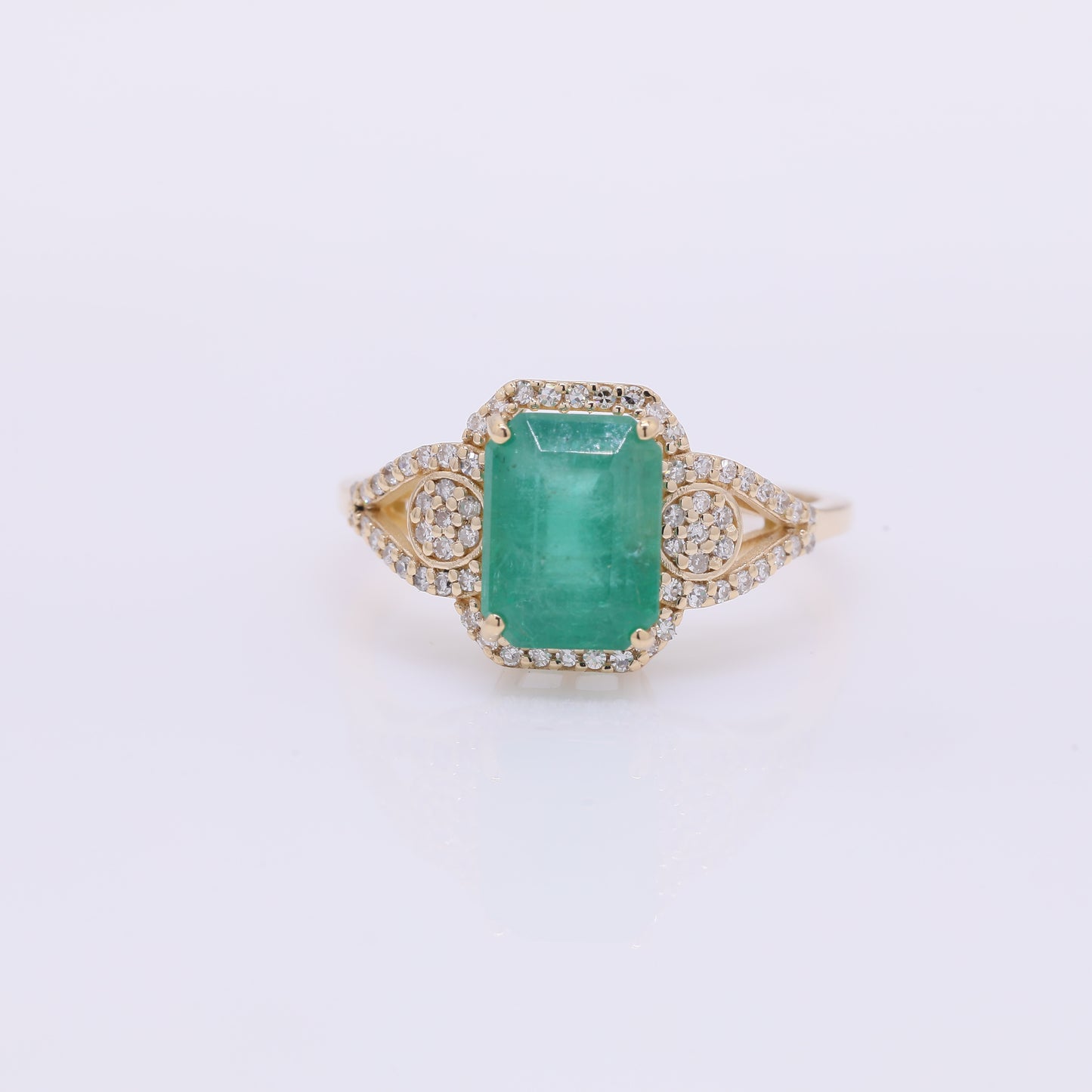 2.48 Ct Octagon Step Cut Natural Emerald 14K Gold Ring