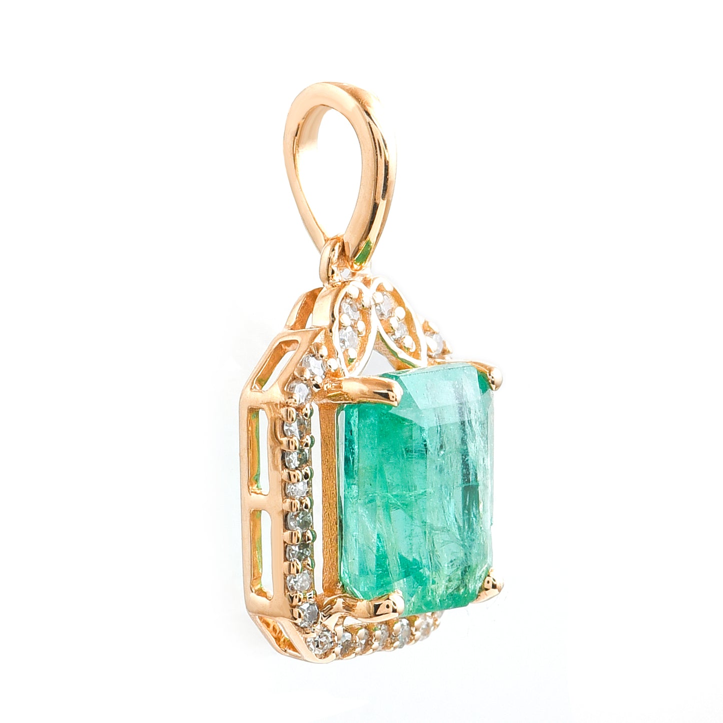 1.57 Ct Octagon Emerald 14K Gold Pendant