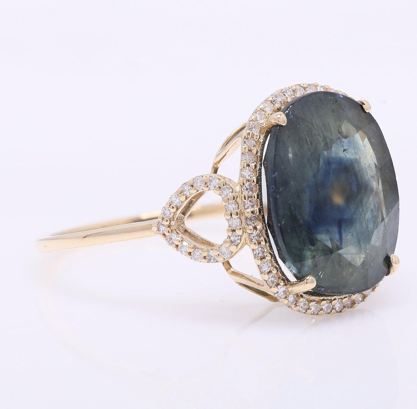 8.95 Ct Oval Mixed Cut Natural Sapphire 14K Gold Ring
