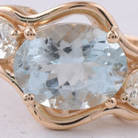 2.04 Ct Oval Natural Aquamarine 14K Gold Ring