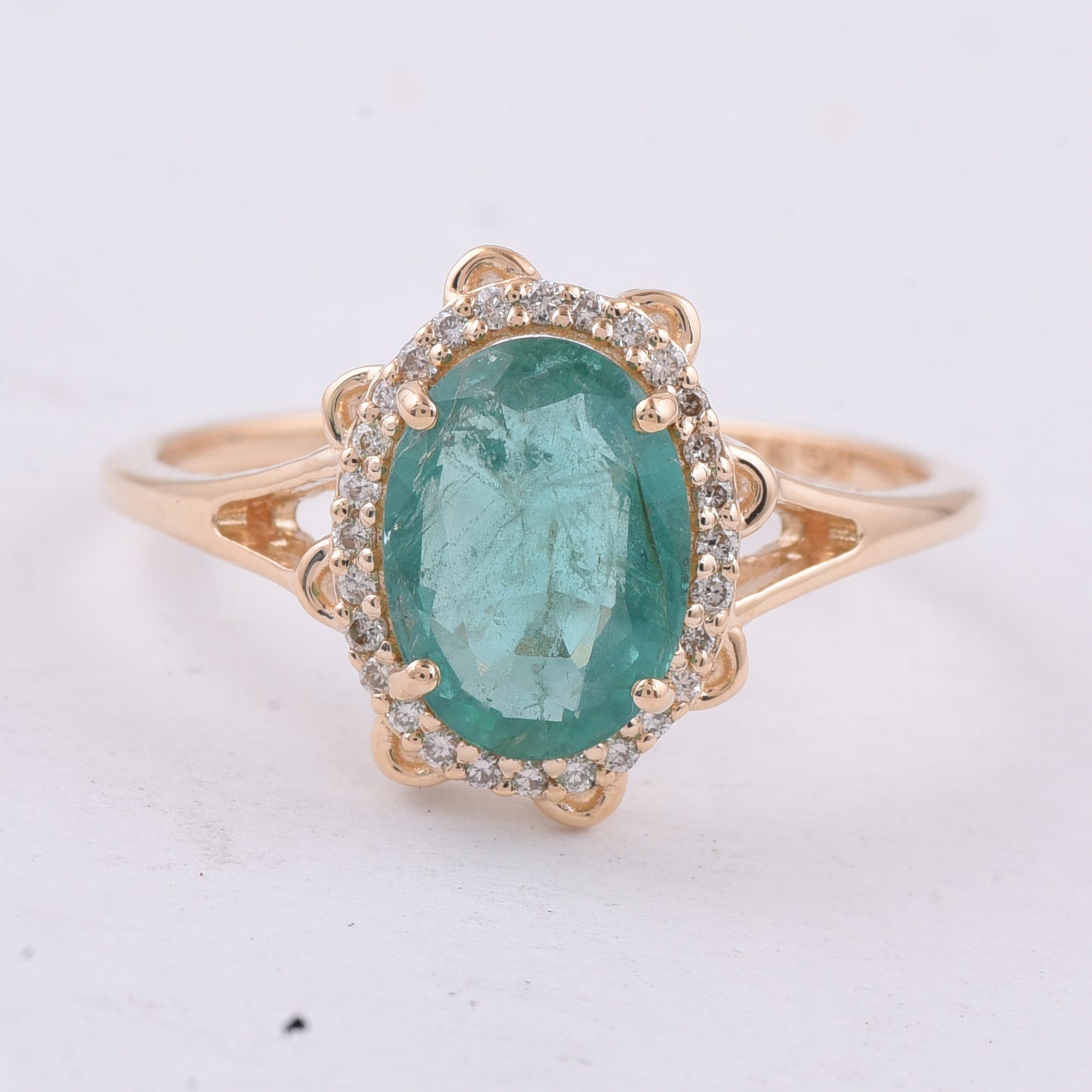 1.59 Ct Oval Natural Emerald 14K Gold Ring