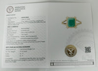 1.39 Ct Emerald Cut Natural Beryl Emerald 14K Gold Ring