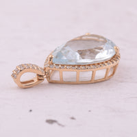 4.61 Ct Pear Mixed Cut Natural Aquamarine 14K Gold Pendant