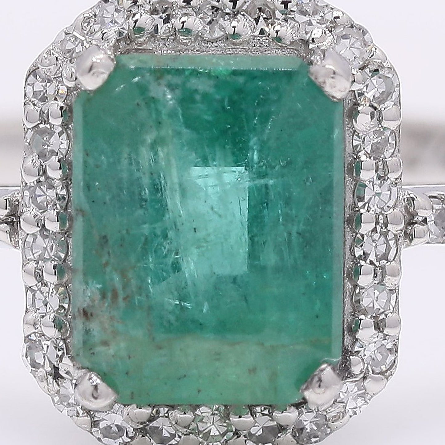 1.32 Ct Octagon Step Cut Natural Emerald 950 Platinum Ring