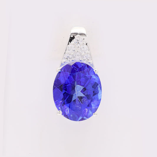6.32 Ct Oval Tz Color Topaz 925 Silver Pendant