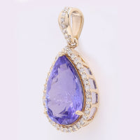 3.47 Ct Pear Mixed Cut Natural Tanzanite 14K Gold Pendant