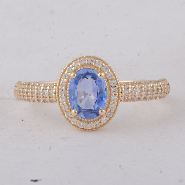 1.26 Ct Oval Sapphire 9K Gold Ring