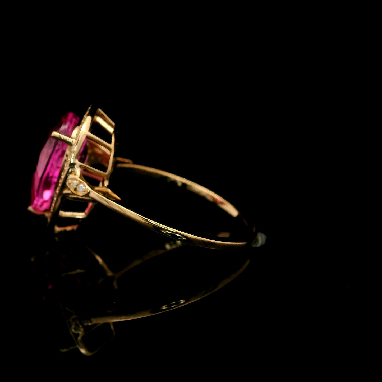 4.40 Ct Pear Mixed Cut Lab Grown Pink Sapphire 14K Gold Ring