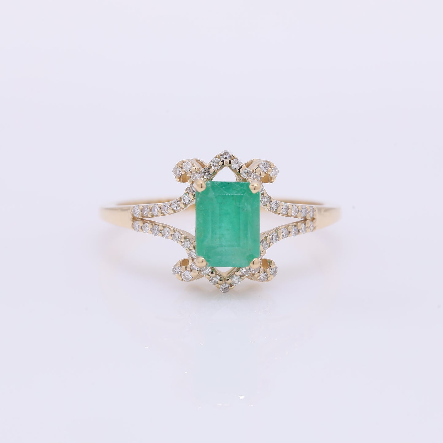 1.51 Ct Octagon Step Cut Natural Emerald 14K Gold Ring