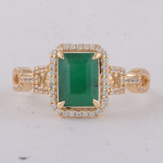 1.88 Ct Octagon Emerald 9K Gold Ring
