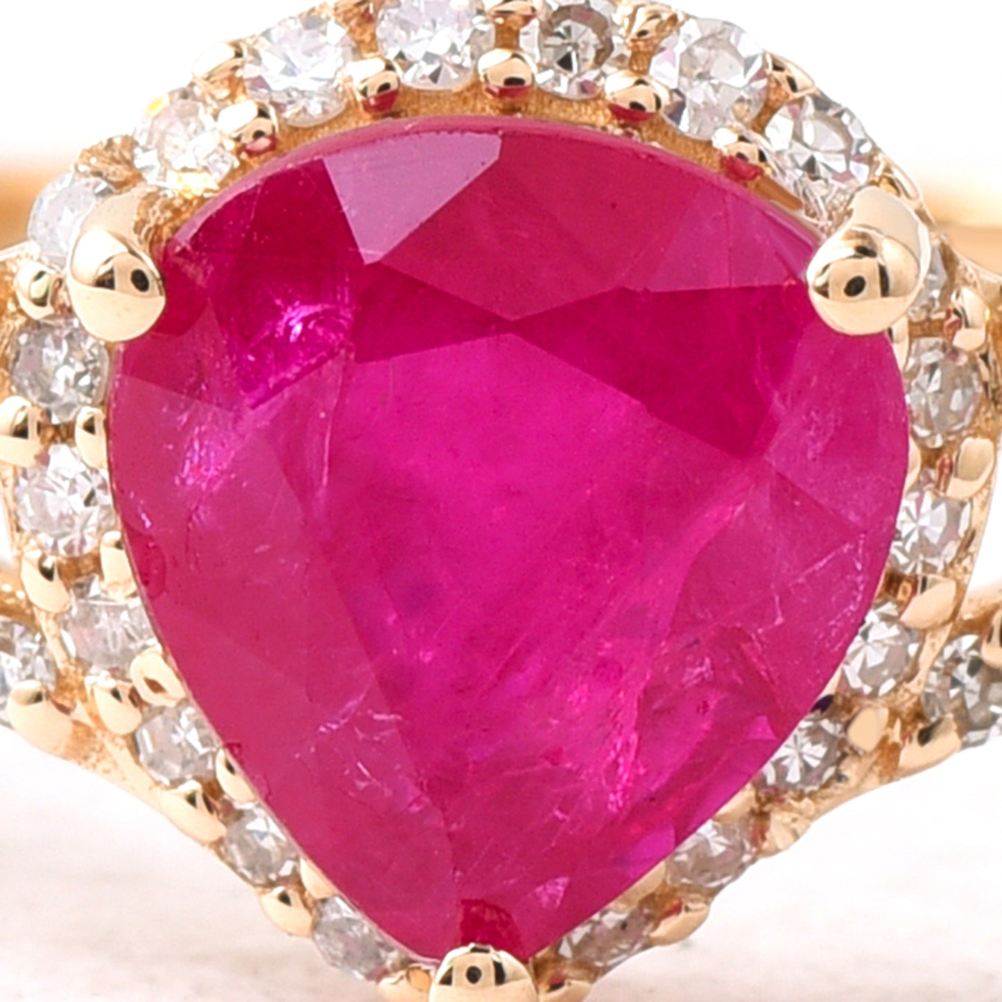 1.43 Ct Pear Ruby 14K Gold Ring