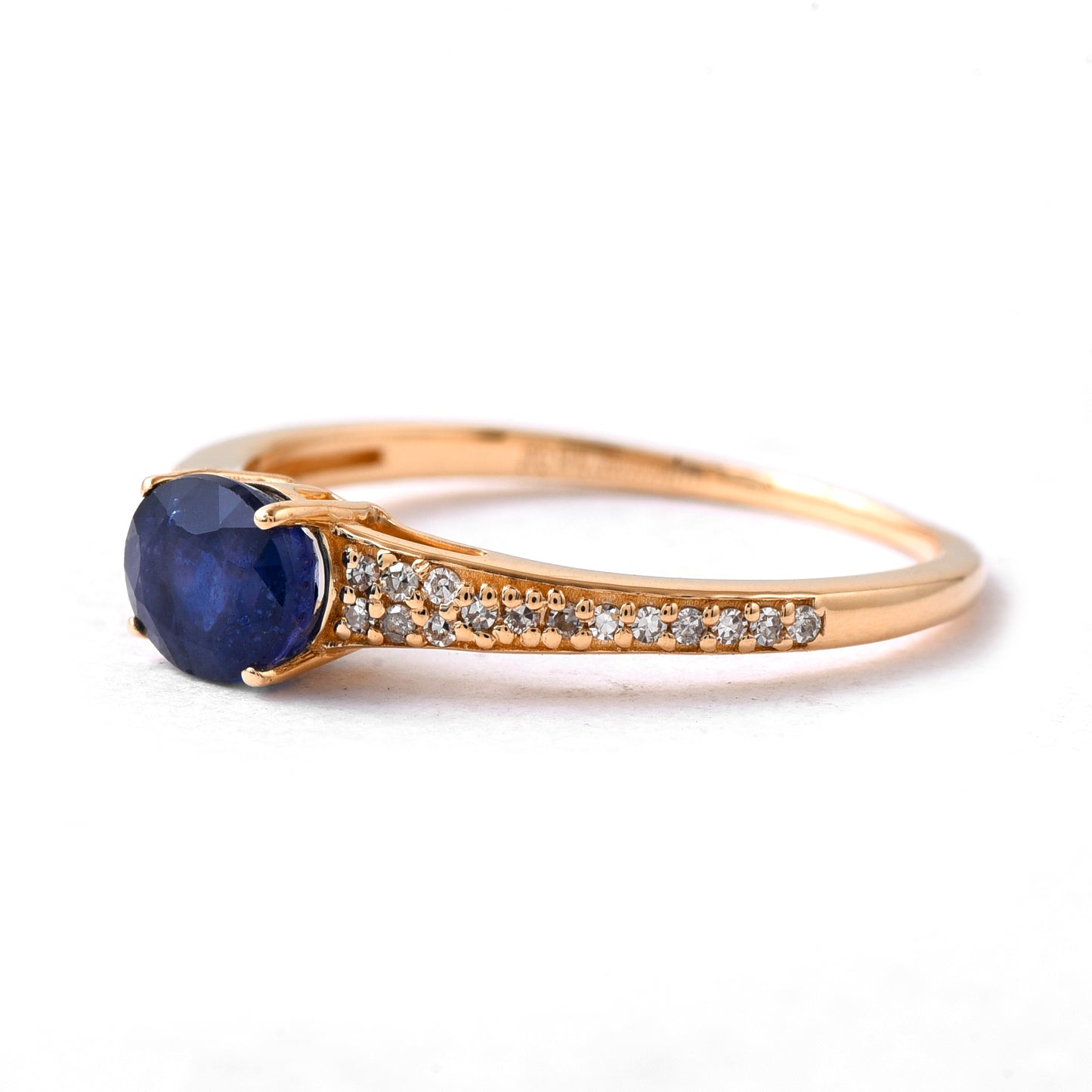 1.11 Ct Oval Mixed Cut Natural Sapphire 14K Gold Ring