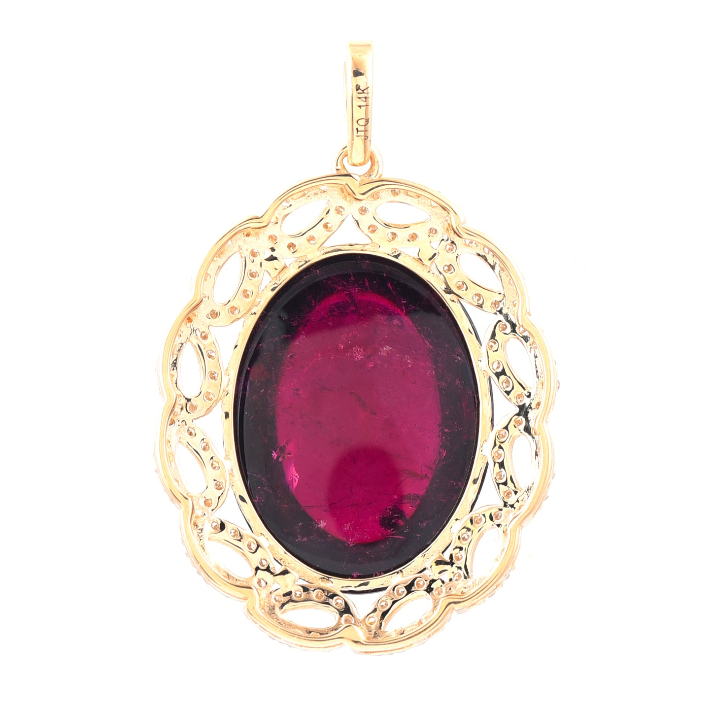 14.43 Ct Oval Cabochon Cut Natural Tourmaline 14K Gold Pendant