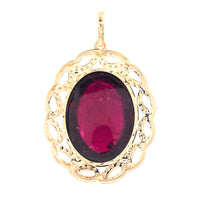14.43 Ct Oval Cabochon Cut Natural Tourmaline 14K Gold Pendant