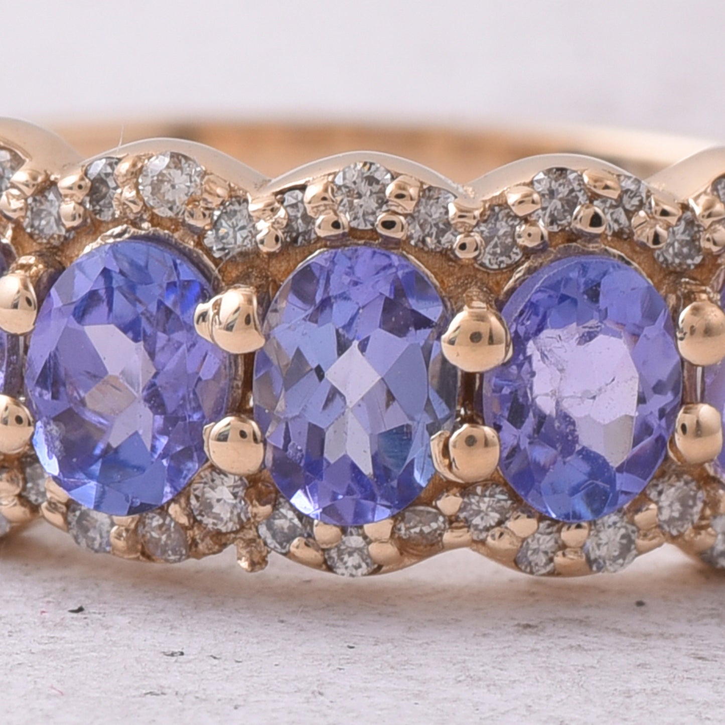 1.05 Ct Oval Mixed Cut Natural Tanzanite 14K Gold Ring