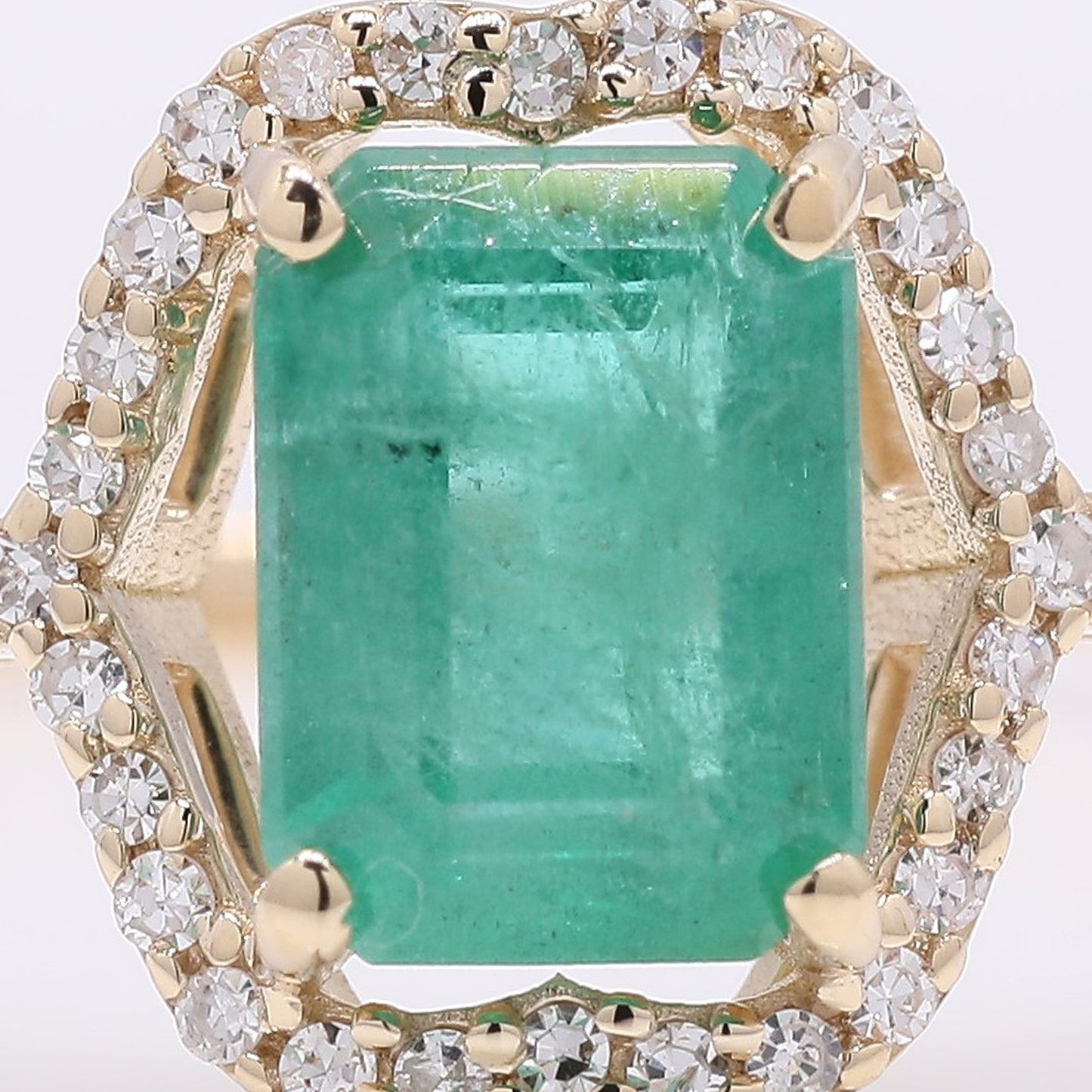 1.41 Ct Octagon Step Cut Natural Emerald 14K Gold Ring
