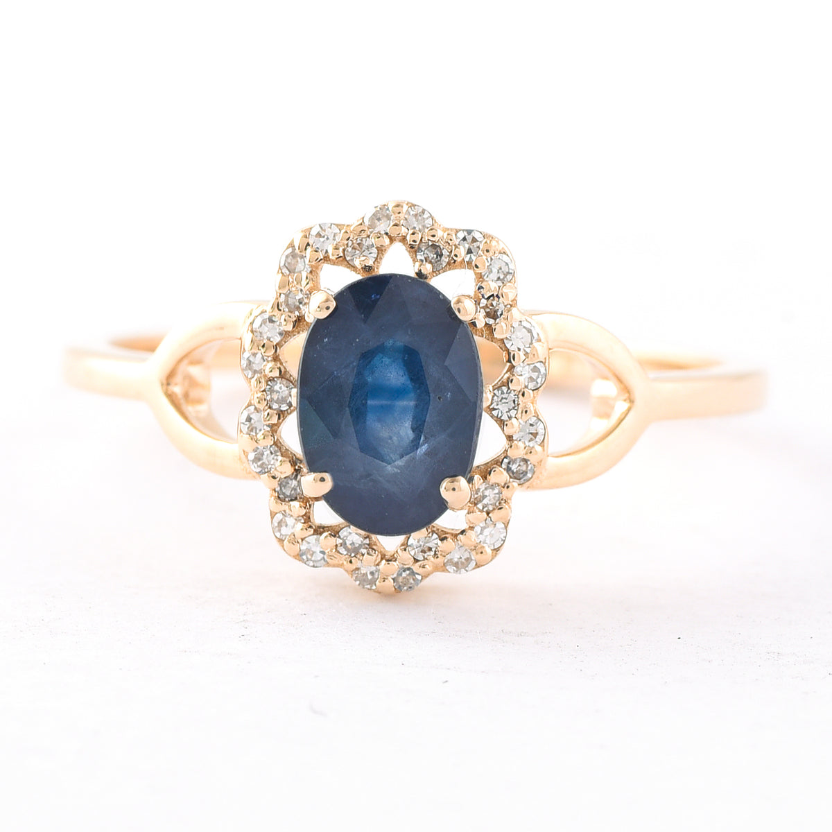 1.27 Ct Oval Mixed Cut Natural Sapphire 14K Gold Ring