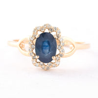 1.27 Ct Oval Mixed Cut Natural Sapphire 14K Gold Ring