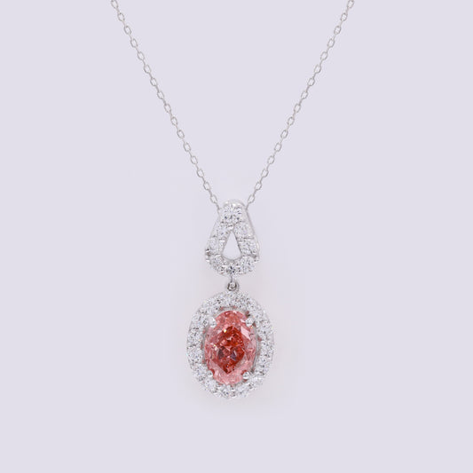 2.13 Carats Fancy Intense Pink Lab Grown Diamond 14K Gold Pendant