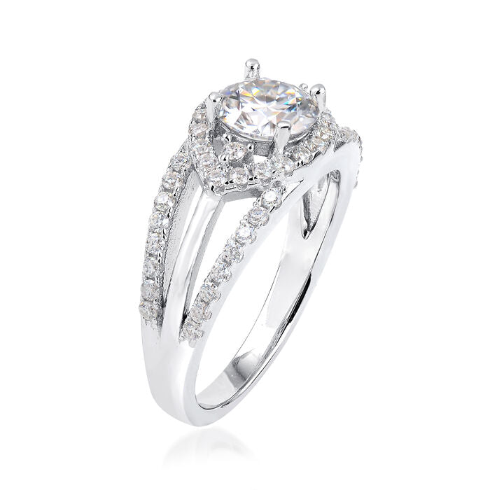 1.55 ct. t.w. Moissanite Evil Eye Ring in Sterling Silver. Size 9