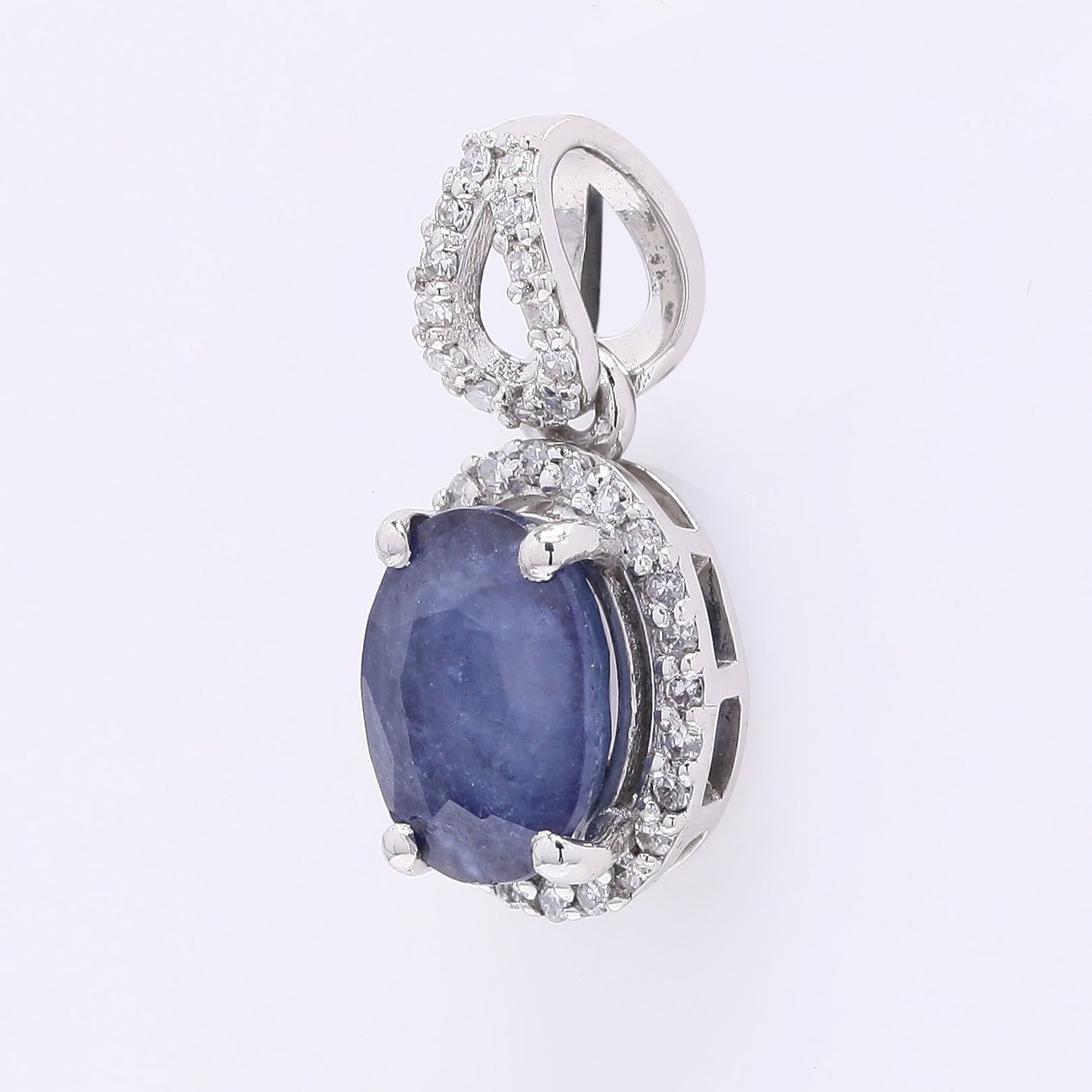 1.77 Ct Oval Mixed Cut Natural Sapphire 950 Platinum Pendant