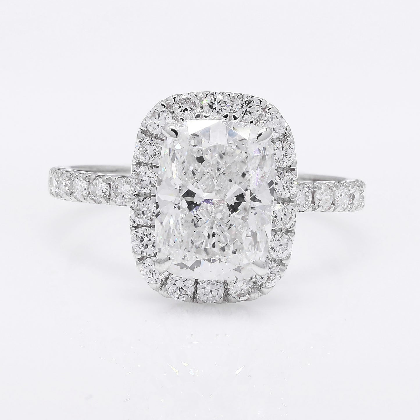3.21 Ct Cushion Modified Brilliant Lab Grown Diamond 14K Gold Ring