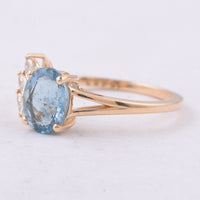 1.34 Ct Oval Natural Aquamarine 14K Gold Ring