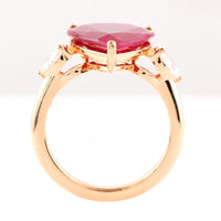 9.40 Ct Pear Cut Natural Corundum Ruby 18K Gold Ring