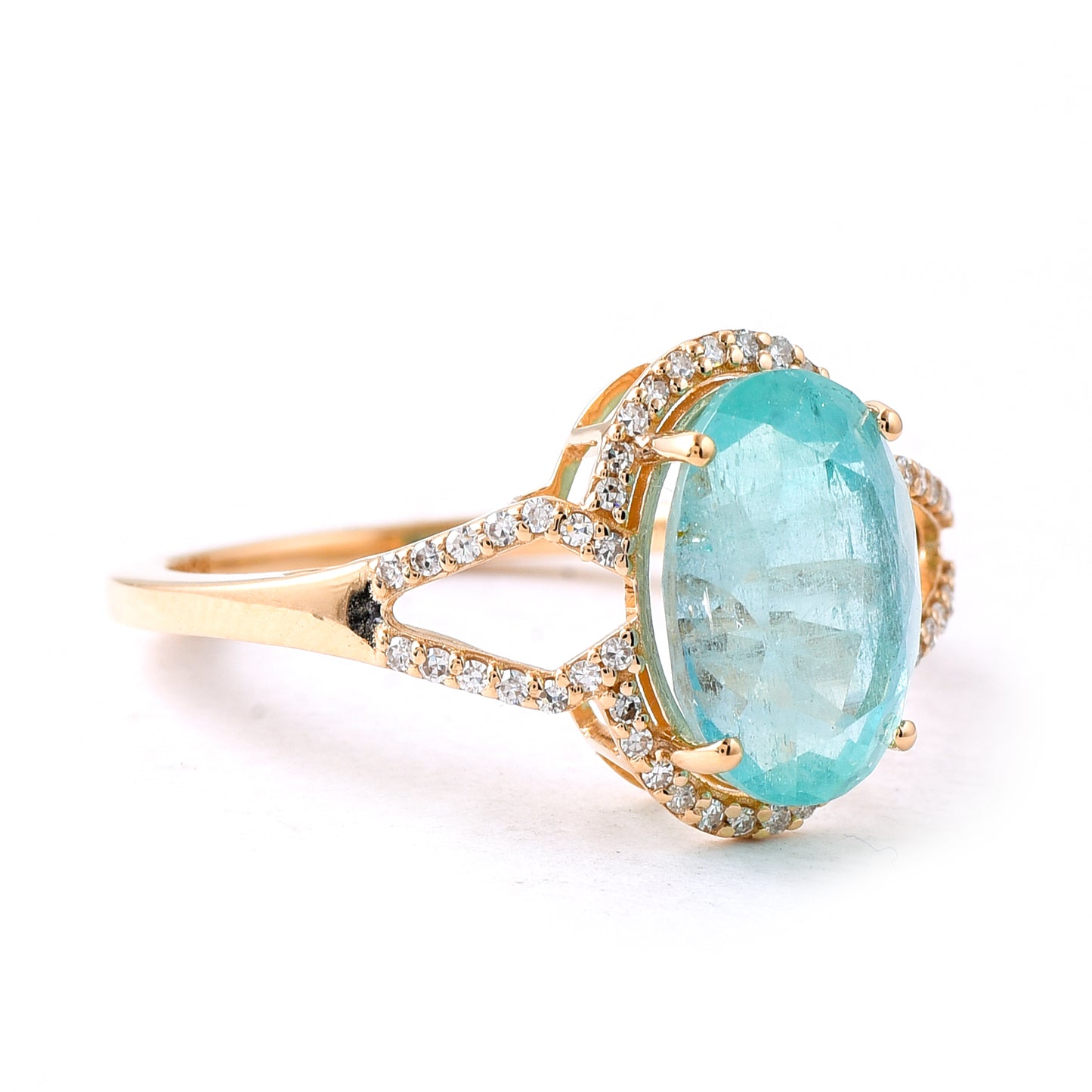 3.66 Ct Oval Mixed Cut Natural Emerald 14K Gold Ring