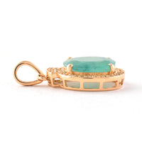 1.97 Ct Oval Mixed Cut Natural Emerald 14K Gold Pendant